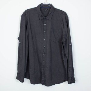 Apt 9 Mens Button Down Shirt Size XL Dark Gray Roll Tab Sleeve‎ Career Office